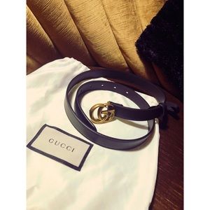 Black Gucci Small Marmount GG Belt